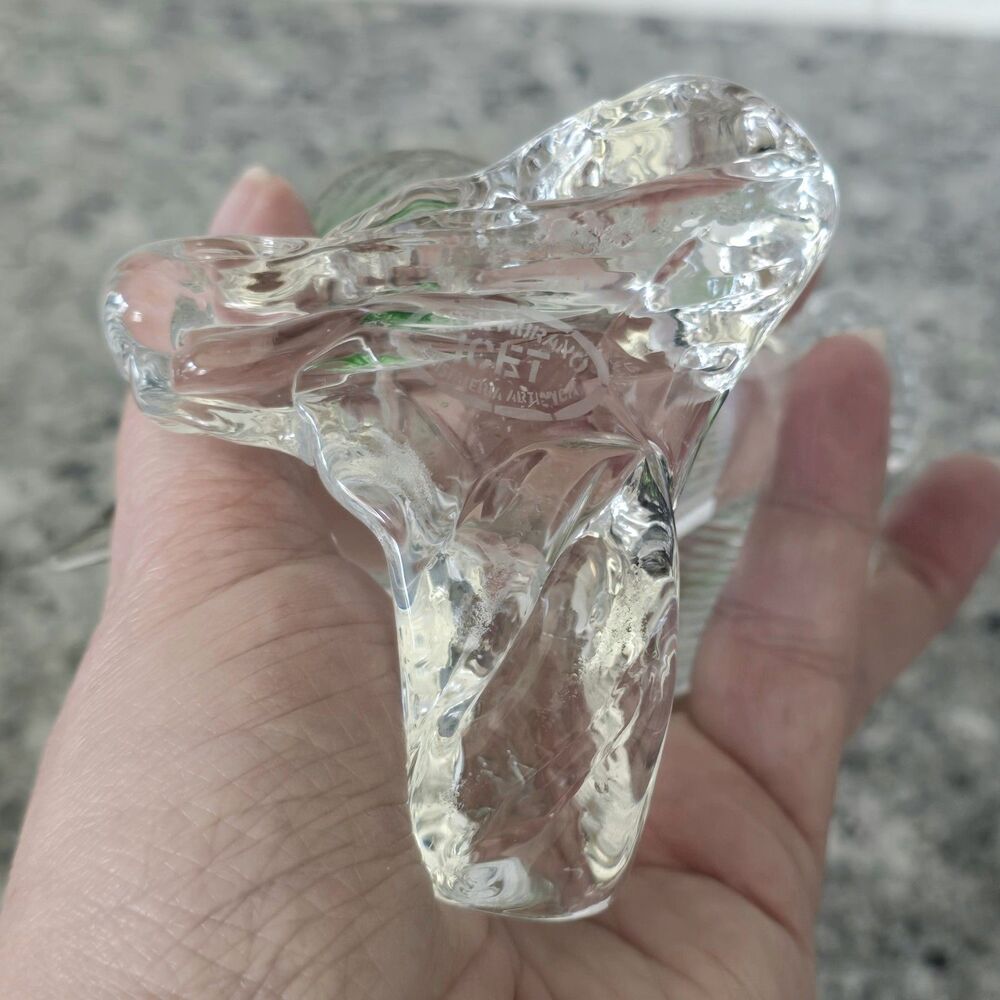 Arte Murano ICET Hand Blown Clear With Green Bird On Branch Figurine Venezuela‎ - Picture 5 of 8